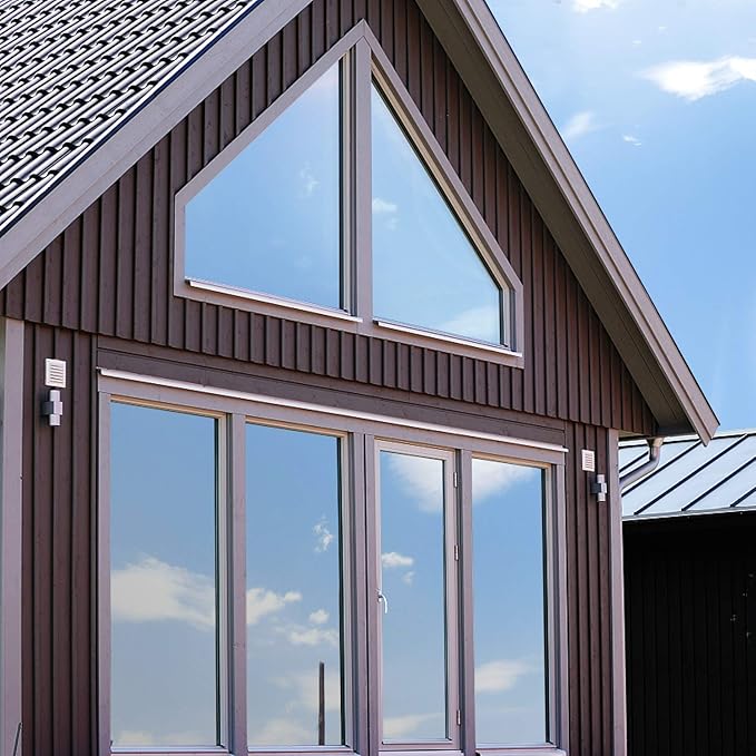 Volcanics One Way Window Privacy Film, Sun Blocking Window Tinting Film for Home Heat Control Mirror Tint Film Static Cling 35.4 x 78.3 Inches, Silver