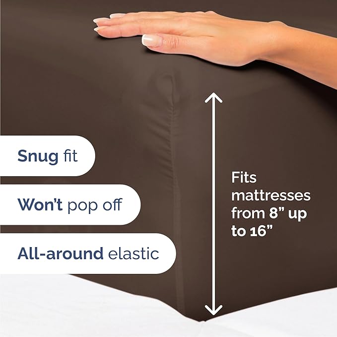 Cal King Sheets Set 6 Piece - Includes 4 Pillowcases - Bed Sheets Cal King Size - Soft Hotel Luxury Bedding - Cooling, Comfy & Breathable - 1 Flat & 1 Fitted & 4 Pillowcases w/ Deep Pockets - Brown