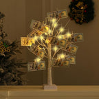 4 Pack Money Tree Gift Card Holder LED Birch Twig Tree Lights Graduation Decorations Battery/USB Powered Light Up Display Twig Gift Card Trees with 22 Clear Clips for Money Card Photo