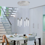 Modern Chandeliers for high Ceilings, Brushed Nickel Foyer Pendant Lighting with Preminum Bubbles, Pendant Lights Kitchen 6-Lights Dimmmable for Foyer Dining Room, Kitchen Island,Bars…