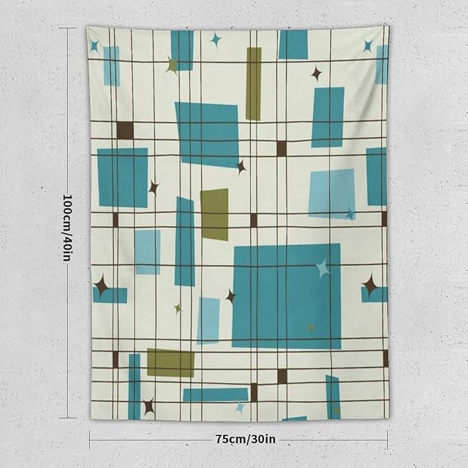 ICMOLYYENLO Boho Medieval Cat Tapestry, Abstract Atomic Starburst Geometric Aesthetic Art Wall Hanging For Bedroom Living Room Dormitory 60x80 Inches