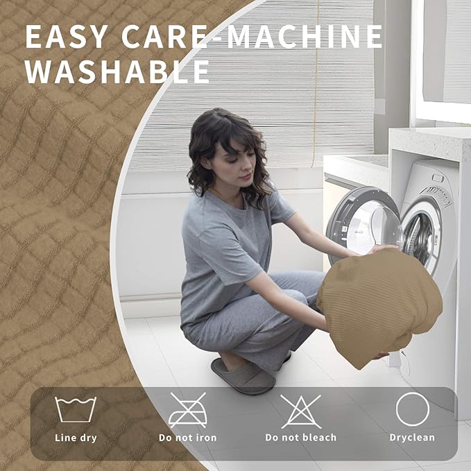 Easy-Going 4 Pieces Oversized Recliner Stretch Sofa Slipcover Sofa Cover Furniture Protector Couch Soft with Elastic Bottom Polyester Spandex Jacquard Fabric Small Checks Tan,X-Large