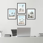 SIGNWIN Framed Washed Out Tropical Island Wall Art, Set of 4 Island Palm Tree Beach Landscapet Wall Decor Prints, Nature Wilderness Wall Décor for Living Room, Bedroom - 11"x14"Black