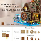 Wood Cabin Building Set with Light, 2570 PCS Wooden Forest House Mini Building Block Toy with Waterwheel Pond Animals, Big House Construction Model for Adults Teens Kids Boys Girls 10-12+
