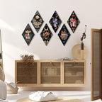 Sintuff 6 Pieces Halloween Gothic Wall Decor Boho Sun Moon Phases Wall Art Gothic Minimalist Stars Sun Hanging Wooden Home Decor Farmhouse Pediments for Gallery Living Bedroom Room(Mushroom)