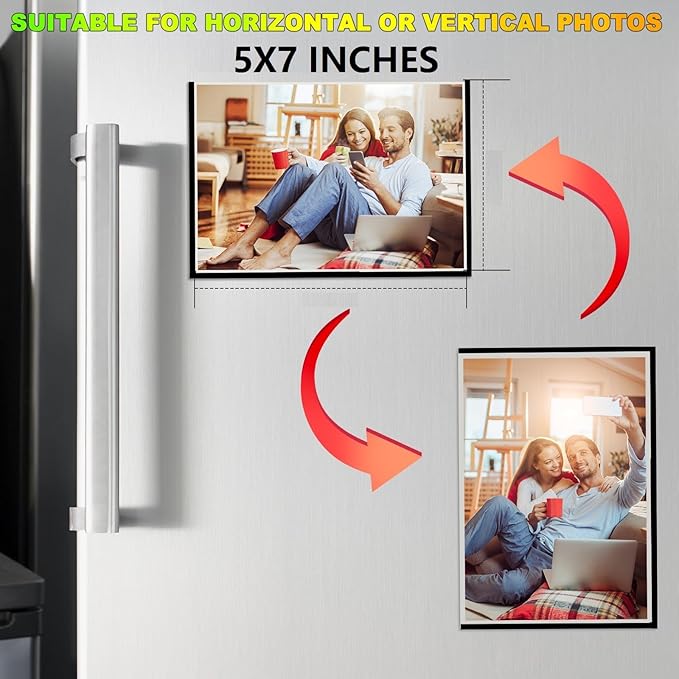 5X7 Magnetic Picture Frame for Fridge-20 Pack,Black Magnets Photo Sleeves