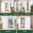 Letaya White Storage Cabinet with Adjustable Shelves-Metal Home Kitchen Pantry Cabinets with Doors,Organization Locker for Cupboard/Bedroom/Dining/Living/Bathroom/Office/Garage Room