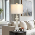 28" Farmhouse Table Lamps Set of 2, Vintage Bedside Lamps with USB A+C Charging Ports & AC Outlet, 3-Way Dimmable Touch Control Nightstand Lamp for Living Room Bedroom Wash White(2 LED Bulbs Included)