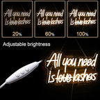 WLHOPE All you need is Lashes Neon Sign, Warm White Led Neon Signs for Wall Decor, USB Lash Neon Signs Letter Neon Lights for Bedroom Bar Party Girls Room Nail Room Salon, Lash Room Decoration