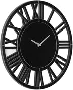 39.3" Oversize Wall Clock - Modern Black Glass Large Wall Clock with Roman Numerals, Decorative Wall Clocks for Living Room, Bedroom, Office - Easy to Hang, Silent Non-Ticking