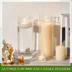 6 Pcs 10 Inch Tall Glass Ribbed Cylinder Vases Clear Floating Candle Flower Vase in Bulk, Hurricane Candle Holder for Wedding Housewarming Gift Table Centerpieces