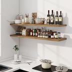 Dreamland 55" Floating Shelves for Wall, 12" Deep Slim Walnut Floating Shelves, Wall-Mounted Shelves for Bedroom, Living Room, Kitchen, Bathroom - Set of 2