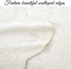 Cozy Line Home Fashions 100% Cotton Medallion Off White Matelasse Embossed Bedding Quilt Set, Reversible Lightweight Bedspread, Coverlet for All Season (Blantyre - Ivory, Twin - 2 Piece)