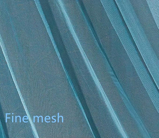 VETHIN Princess Bed Canopy for Girls,Bed Canopy Curtain- Double Layer Sheer Mesh Dome Bed Curtain- Round Lace Princess Mosquito Net Tent with led Stars String Lights(Blue/White)