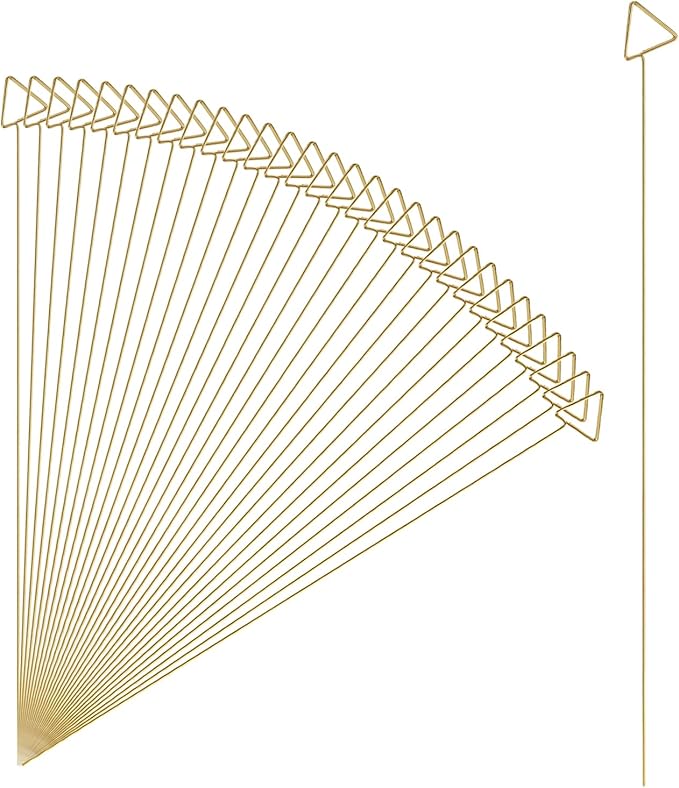 uxcell 30 Pcs Table Card Holders, 11.8 Triangle Metal Craft Wire Clips Picture Clip Table Number Holders Picks for Wedding, Photos, Memo, Restaurant, Gold
