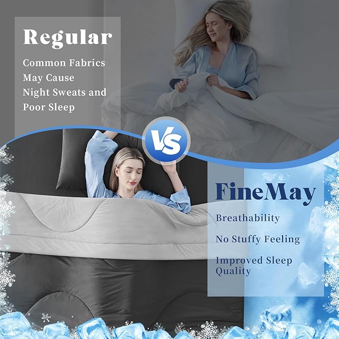 Cooling Comforter Twin Size, Double-Sided Cooling Blanket for Hot Sleepers & Night Sweats, Arc-Chill Q-Max > 0.4 Breathable Ice Blanket, Lightweight Cold Comforter (68''x90'', Dark Grey)