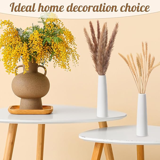 6 Pieces White Ceramic Vases for Home Decor 7.09 inch Tall Vases for Centerpieces Modern Floral for Wedding Party Event Home Office Decoration(Modern)