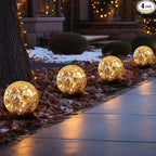 Solar Globe Lights Outdoor Waterproof-Solar Balls-Solar Garden Lights-Orbs for Outside 4 Pack Cracked Glass Ball for Lawn Patio Yard Backyard Decorations