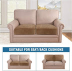 H.VERSAILTEX Velvet Stretch Couch Cushion Cover Plush Cushion Slipcover for Chair Loveseat Sofa Cushion Furniture Protector Seat Cushion Sofa Cover (2 Piece Large Sofa Cushion Covers, Camel)