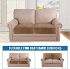 H.VERSAILTEX Velvet Stretch Couch Cushion Cover Plush Cushion Slipcover for Chair Loveseat Sofa Cushion Furniture Protector Seat Cushion Sofa Cover (2 Piece Medium Sofa Cushion Covers, Camel)