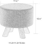Asense Small Round Ottoman Foot Rest Stool Fabric Padded Seat Footstool Ottoman with Wooden Legs (Beige Grey,Fabric)