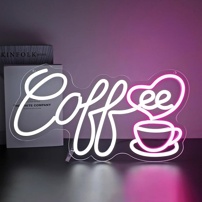 Coffee Neon Sign, Neon Signs for Wall Decor Neon LED Signs Room Neon Light Up Signs Home Decor for Business Cafe Restaurant Club Party Bar Shop USB Operated