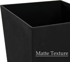 Worth Garden 2-Pack Black Matte Texture Square Tapered Planter - 25.5" H. Tall Plastic Plant Pots with Drain Hole for Indoor Outdoor - Modern Decorative Flower Pots for Front Porch, Patio, Deck