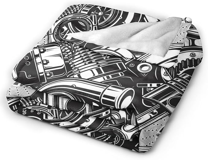HGOD DESIGNS Automobile Car Parts Pattern Flannel Fleece Bed Blanket Throw Blanket Lightweight Cozy Plush Blanket for Bedroom Living Rooms Sofa Couch 40"x50"