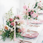 Glass Candlestick Holder,Striped Taper Candle Holders,Set of 6 Candle Stand for Table Centerpieces, Home Decor,Weddings,Festival and Parties (Pink Dimond)