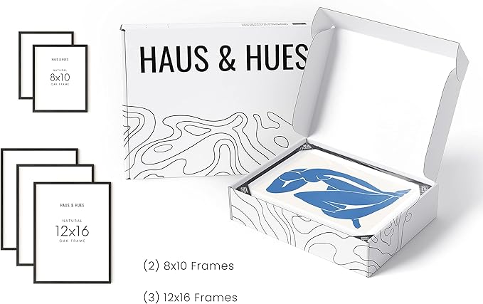 HAUS AND HUES Picture Frames for Wall - Set of 5 black photo frames, Photo Frame Collage, Bulk Picture Frames, Assorted Picture Frames, Picture Frames Bulk (Two 8x10, Three 12x16 Black)