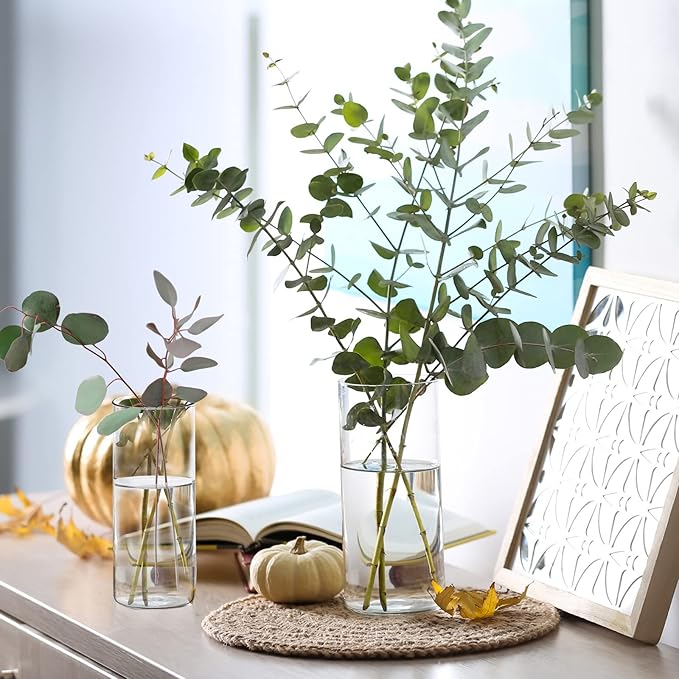 Cylinder Flower Vases 12PCS 10" 7.8" 6" Hurricane Candle Holders Pillar Votives Floating Candles Holder, Clear Glass Vase for Spring Easter Wedding Party Decorations