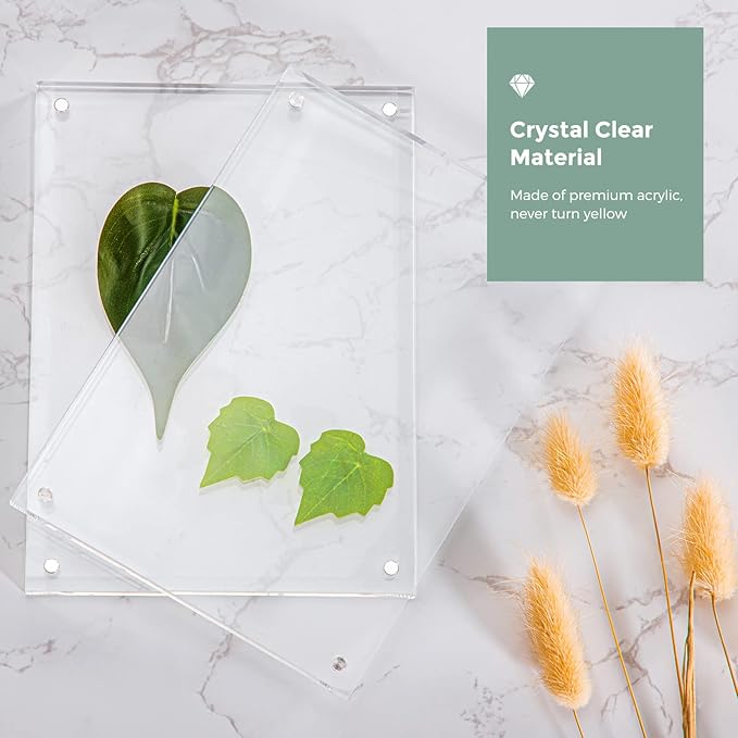 SYNTRIFIC Acrylic Frames 8x10,5 Pack 10+10mm Thickness Frame Acrylic,Freestanding Double Sided Magnetic Frame Lucite Frame Transparent Gift for Desktop Display
