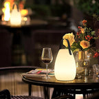 uuffoo Portable Outdoor Table Lamp - Dimmable Rechargeable Night Lights w/Remote and 7 RGB Colors, IP44 Water-Resistant Hanging Lantern for Patio, Tent, Bedroom, Garden, Emergency