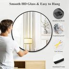 Fabuday Large Black Circle Mirror 36 Inch - Big Wall Round Mirror for Bathroom, Living Room, Bedroom, Hallyway, Matte Frame Metal Mirrors