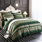 ABREEZE Bohemian Vintage King Size Floral Cotton Bedding Set 3Pcs Duvet Cover Set Boho Green Paisley 100% Egyptian Brushed Cotton Reversible Home Bedding Collection