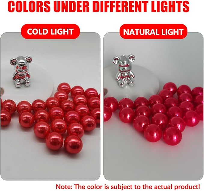 Pink Red Vase Filler | 150PCS Pearls Bead for Centerpieces Vases | 8/14/20 mm No Hole Beads, Fake Pearls for Wedding Birthday Theme Party Table Centerpieces Decors