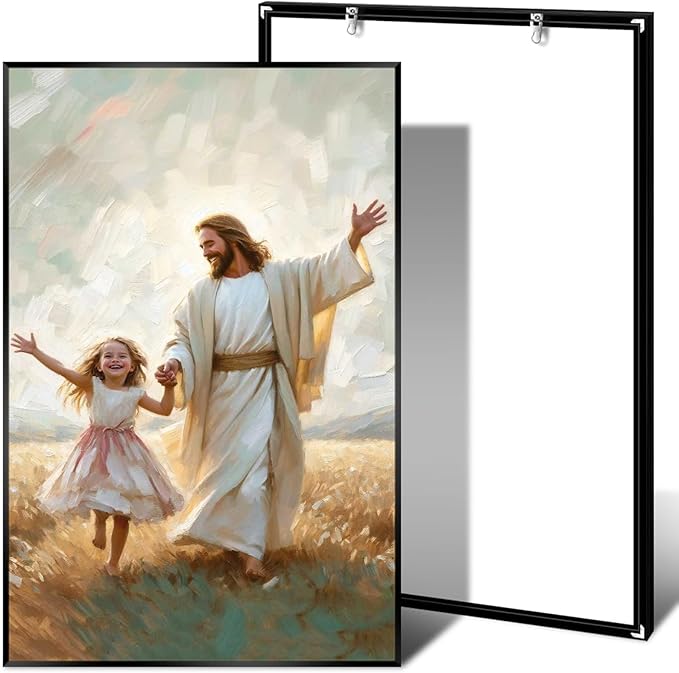 XWNLTEPK Dancing Day Christian Painting Jesus With Girl Christian Wall Art Bible Jesus Dancing With Little Girl Print Canvas Wall Art Poster