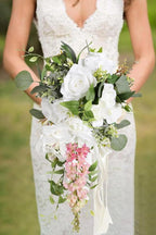 Pink Silk Delphinium Flowers Combo Clematis Greenery 8pcs Long Stem Pink Fake Larkspur Flowers Floral Arrangements for Tall Vase Table Party Home Decor