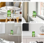 Crystal Frog Figurine - Art Glass Animals Desk Decor & Home Office Ornament, Handmade Collectible Gifts for Frog Lovers