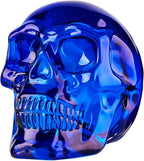 Crystal Halloween Skull Skeleton Decor, Blue Glass Skull Gifts for Men Home Decorations with Gift Box, Art Glass Day of The Dead Skull Halloween Paperweights Collectibles (Blue)