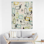 ICMOLYYENLO Boho Medieval Cat Tapestry, Abstract Atomic Starburst Geometric Aesthetic Art Wall Hanging For Bedroom Living Room Dormitory 60x60 Inches