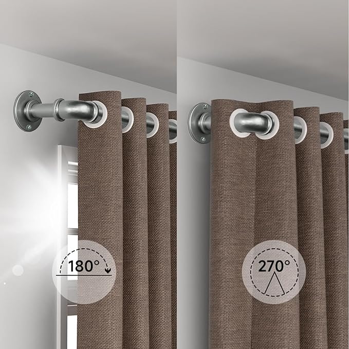 Silver Curtain Rods 18 to 45 in,Wraparound Curtain Rods,Adjustable Length,1 in Diameter Pipe,Wall or Ceiling Mounted,for Bedroom and Living Room (Silver 18” to 45”)