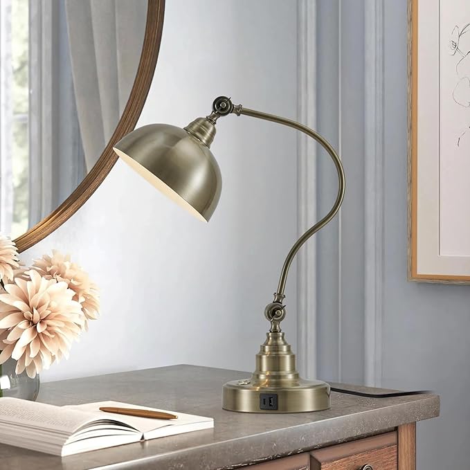 Vintage Desk Lamp Decorative Table Lamp for Home Office Living Room Bedroom Desk Light, Rustic Industrial Farmhouse Antique Library Study Desk Lamp E26 LED Bulb Included