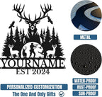 Personalized Deer Forest Name metal Signs,Custom Shed Metal Wall Decor,Black Deer Metal Wall Art Decor,Deer Home Metal Signs Plaques,Outdoor wall Decorative Signage (Style D)
