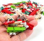 Mini Christmas Wooden Clips 120PCS, Christmas Photo Clips, Christmas Tree Clothespins for Christmas Hanging Photos and Party Decorations