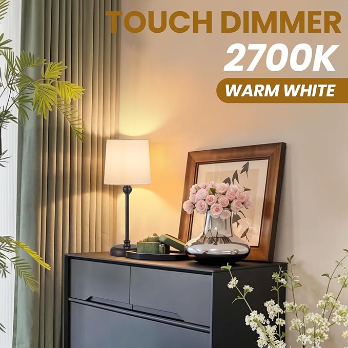 Cordless Small Table Lamp,6000mAh Rechargeable Battery Powered,LED Touch Control Dimmable Bedside Operated Night Table Top,Light for Bedroom/Home/Restaurant/Entryway/Dining/Living Room(Black-High)