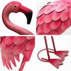 YOUKI Metal Yard Art Flamingo Decor Pink Flamingos for Yard Garden Statues Red Flamingo Yard Art Outdoor Sculptures for Outside Home Patio Lawn Ornaments Backyard Decor, Set of 2