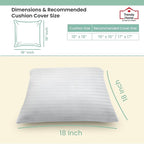 Trendy Home 18x18 Throw Pillow Insert (Set of 2, White) Bed and Couch Pillows Stuffer Hypoallergenic, Decorative Home Indoor Outdoor Sofa Pillow Filler (Machine Wash, 2 Pack)