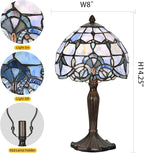 TL0006 Tiffany Lamp Baroque Design Stained Glass Table Lamp for Living Room Bedroom Bedside Nightstand Home Office, 8" D x 14.25" H, LED Bulb Included (Blue Baroque)