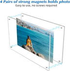 6 Pack Magnetic Picture Frames for Refrigerator 4x6, Acrylic Fridge Magnet Frame, Stylish Clear Framless Photo Frame for Home, Office, School Locker Display